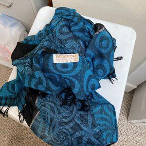 Pashmina - Silk Blend - Blue, black, silver
